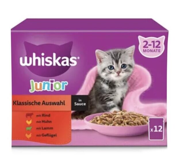 Whiskas Junior Frischebeutel Klassische Auswahl in Sauce 12 x 85g