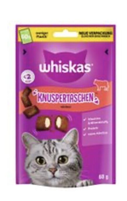 Whiskas Snacks Knuspertaschen mit Rind 60g