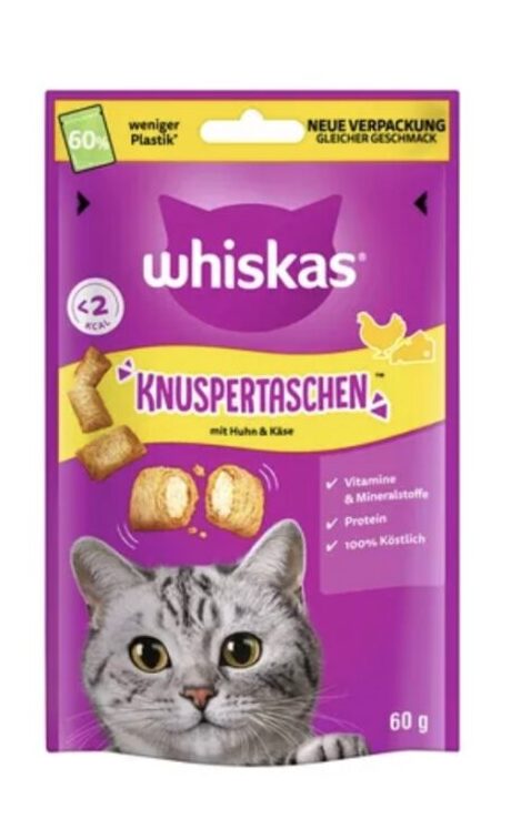 Whiskas Snacks Knuspertaschen mit Huhn & Käse 60g