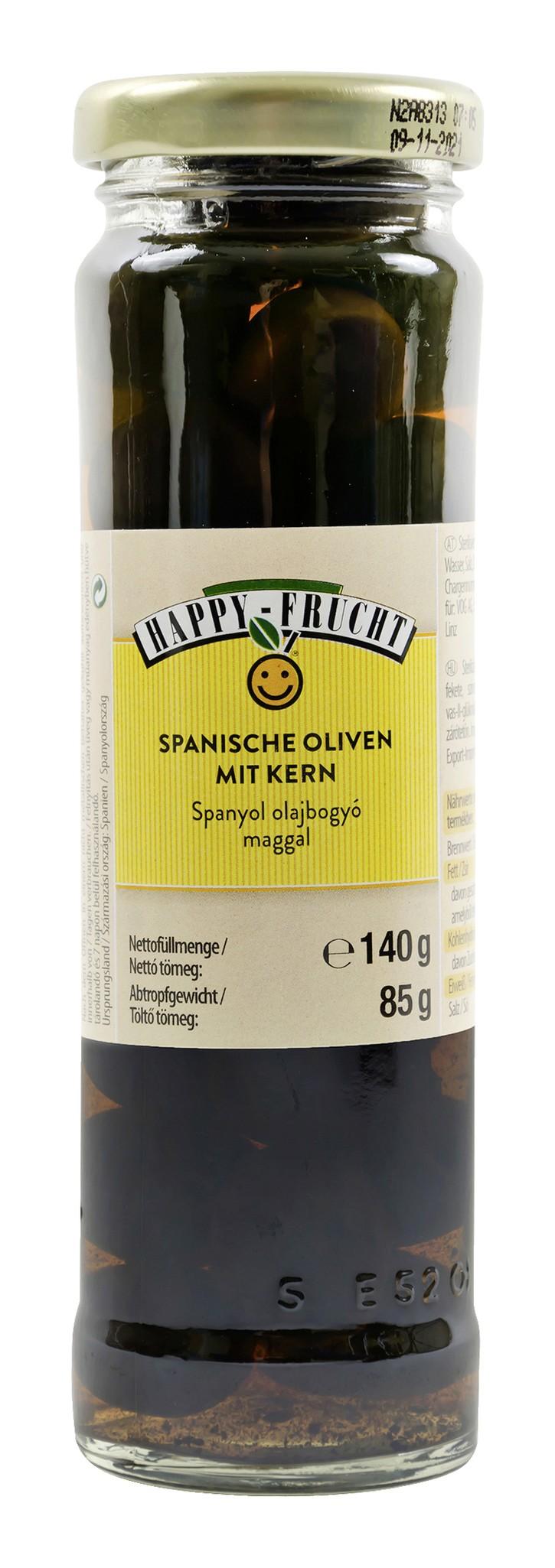 Happy Frucht Oliven schwarz mit Kern 85g