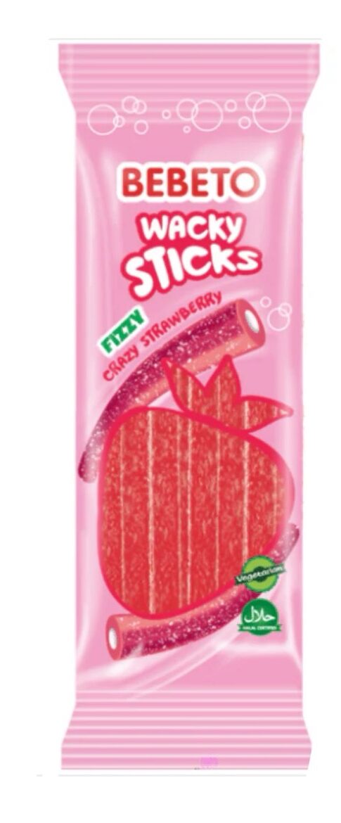 Bebeto Fruchtgummi Wacky Sticks Fizzy Erdbeere 180g