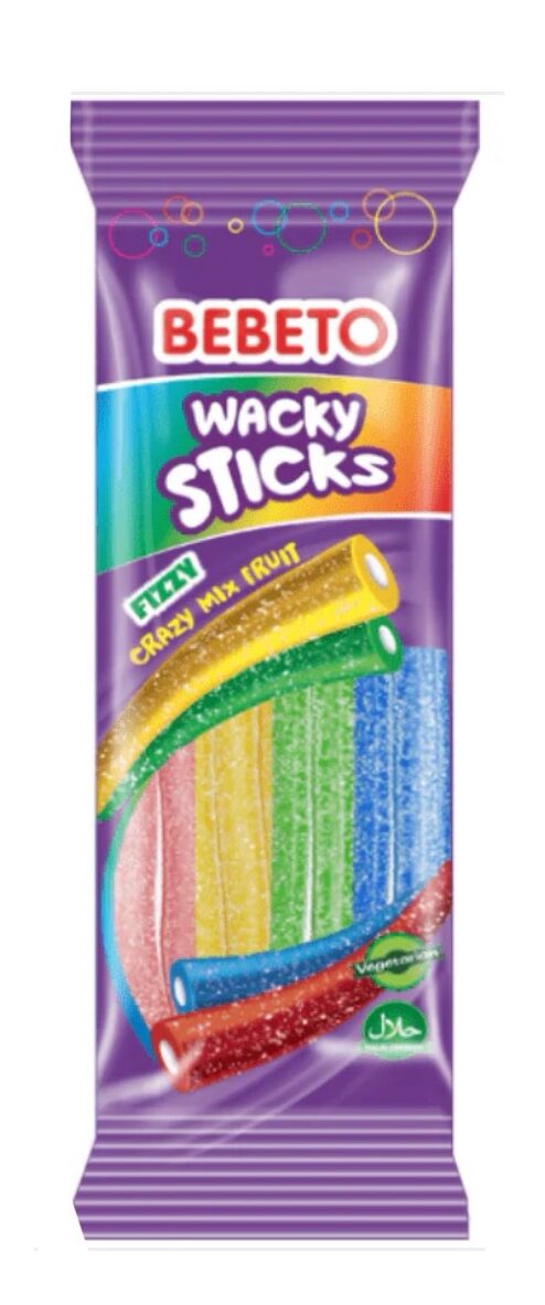 Bebeto Fruchtgummi Wacky Sticks Fizzy Crazy Mix Fruit 180g